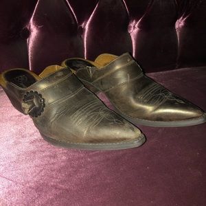 Brown Ariat western cowgirl mules